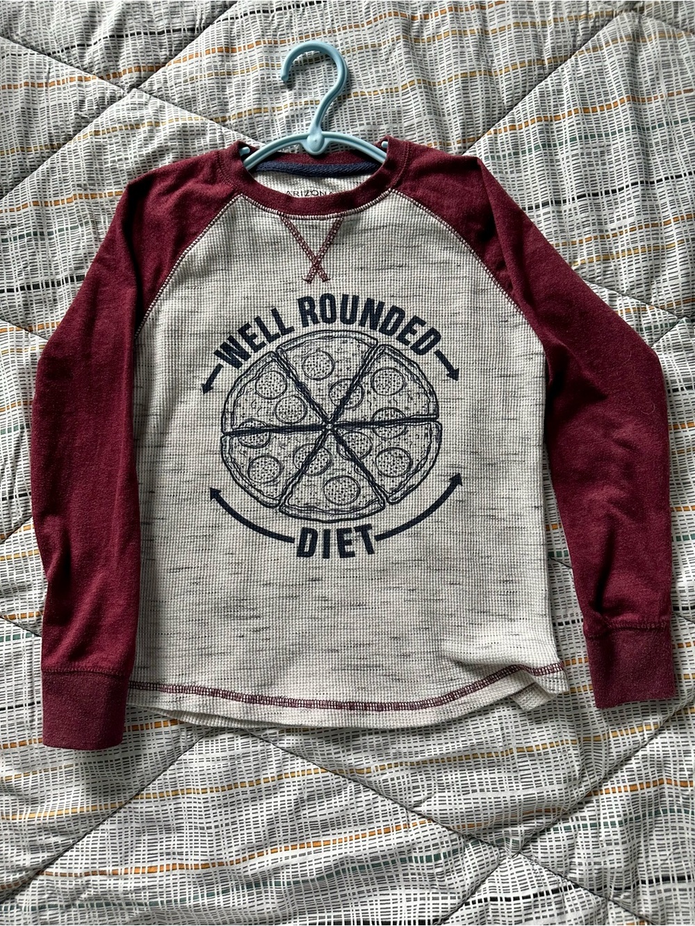 Arizona Jean Company Kids Long Sleeve Raglan Shirt Burgundy and Cream